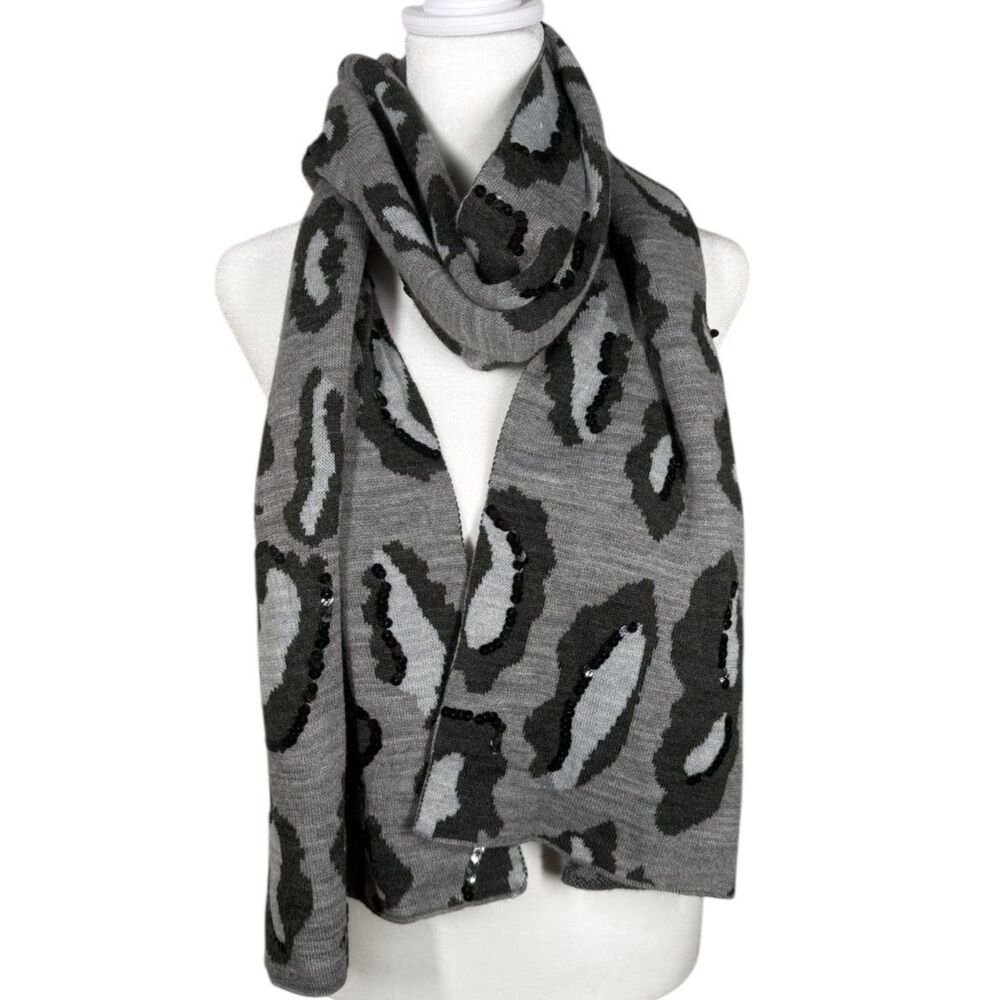 Banana Republic Womens Sequin Animal Print Classic Scarf One Size